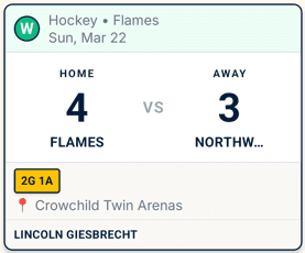 Completed game card — stats and result