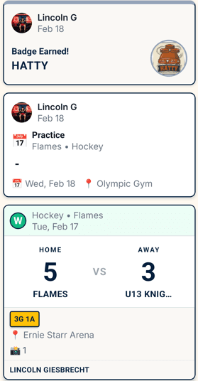 Memories feed — season activity stream